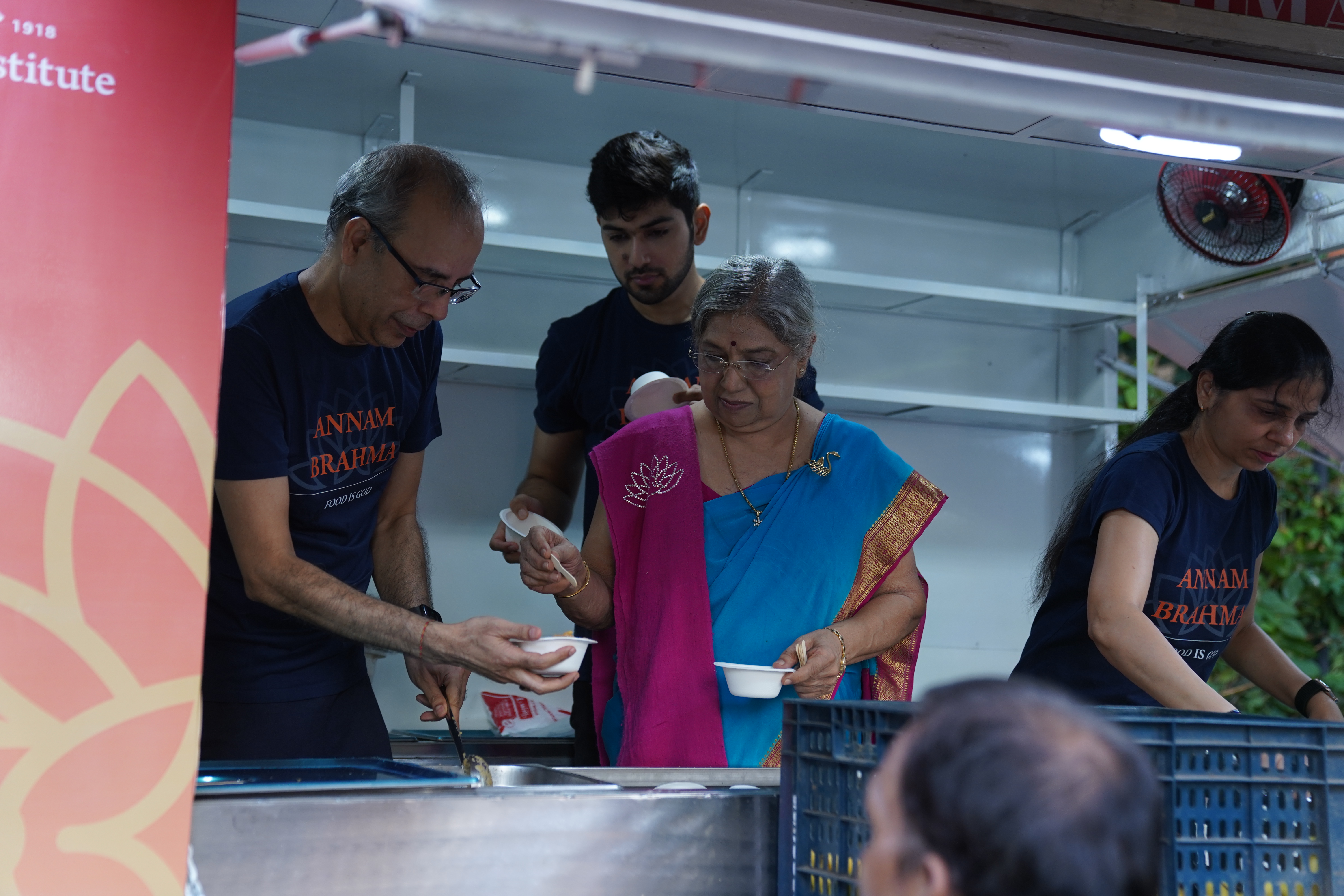 Elderly man being served